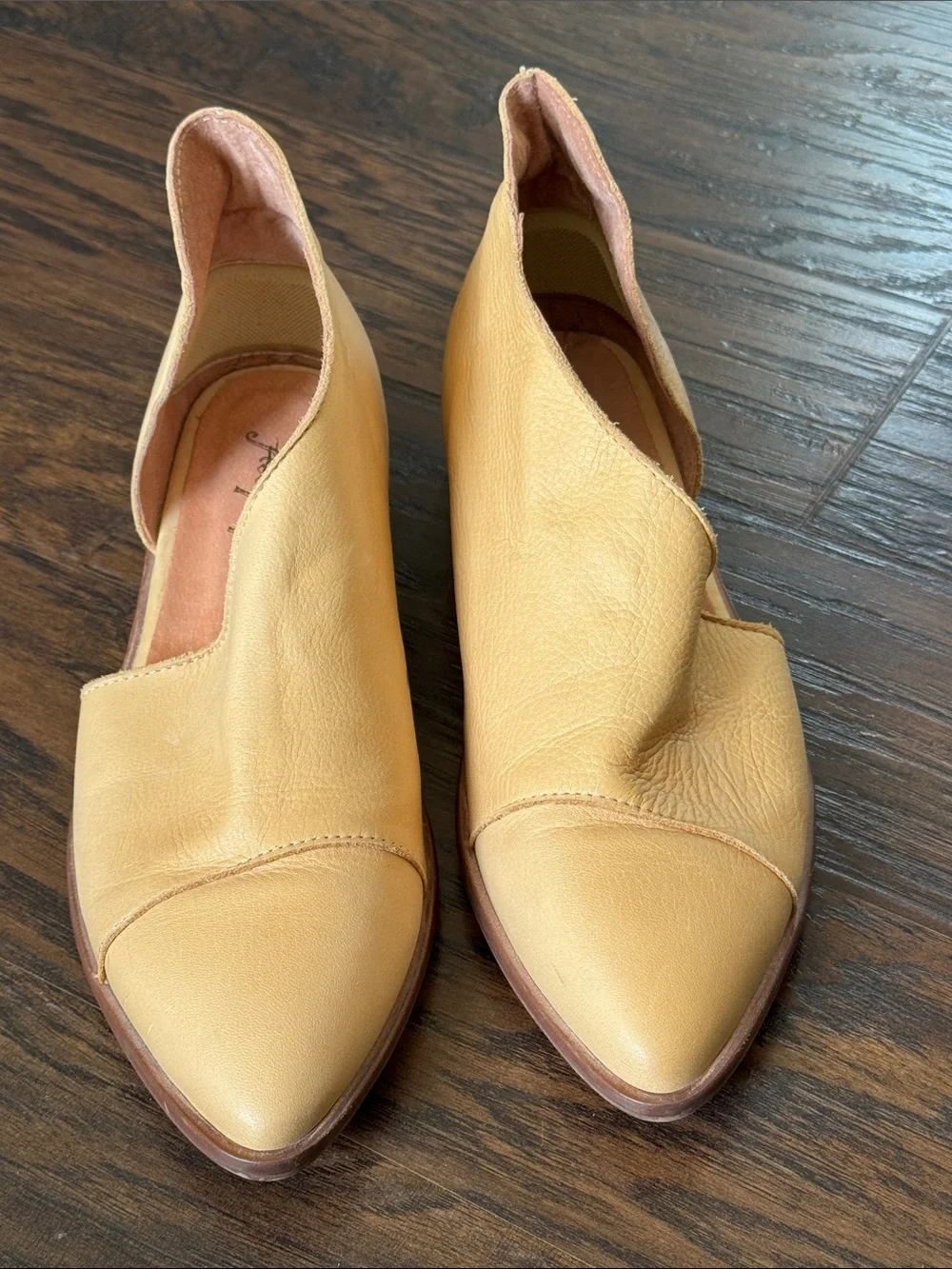 Free People Tan Leather Pointed Slip-On Flats
